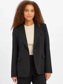 Weekend Max Mara Blazer*Damen Blazer aus Schurwolle - Lamine schwarz uni