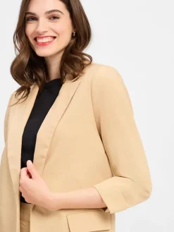 zero Blazer*Damen Blazer mit Leinen-Anteil beige uni