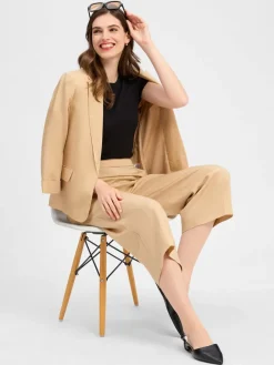 zero Blazer*Damen Blazer mit Leinen-Anteil beige uni