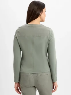 Olsen Blazer*Damen Blazer mit Leinen-Anteil - Eva Jersey khaki uni