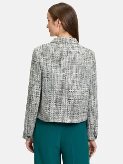 Betty & Co Blazer*Damen Blazer-Jacke petrol mehrfarbig gemustert