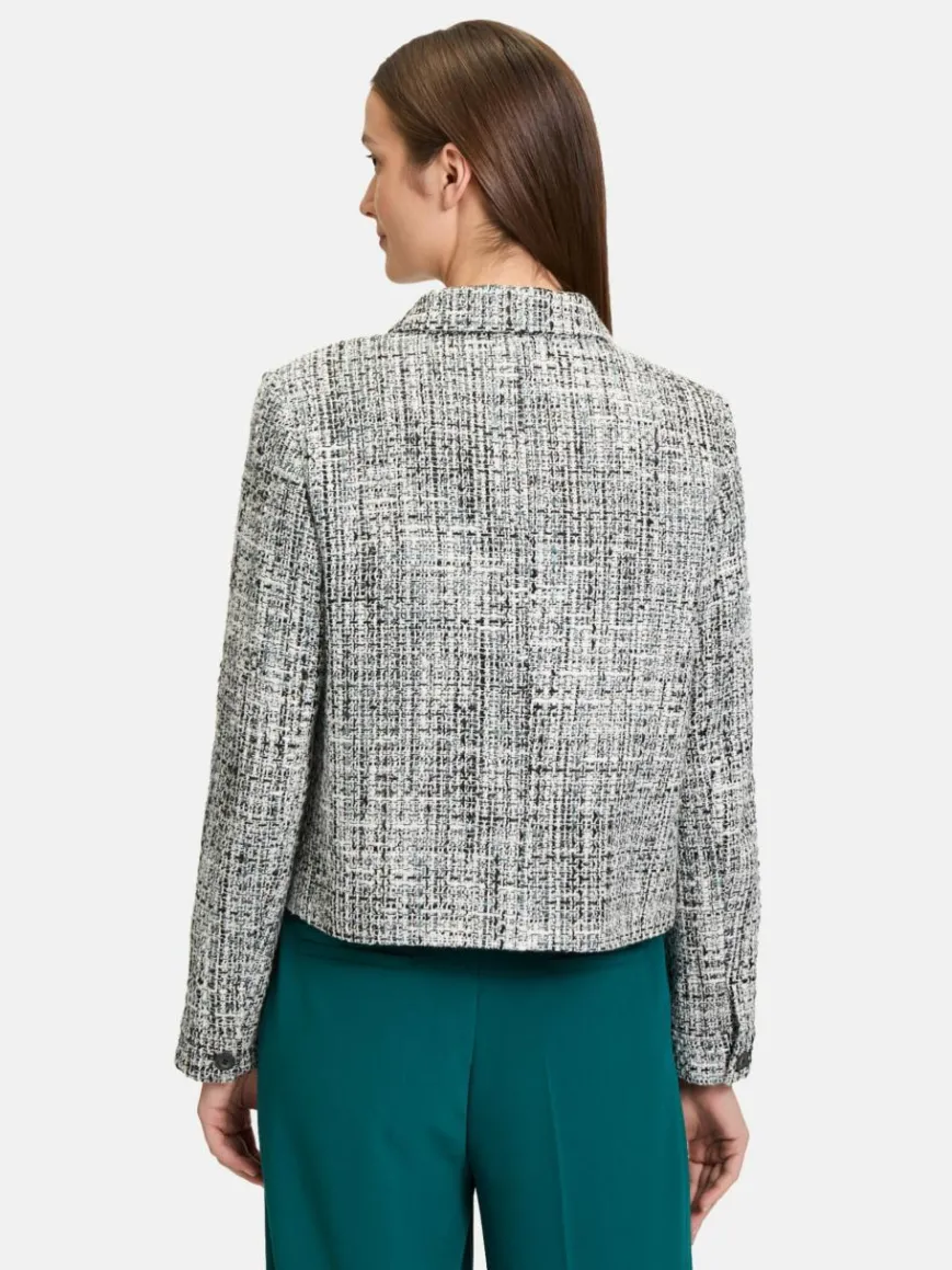 Betty & Co Blazer*Damen Blazer-Jacke petrol mehrfarbig gemustert