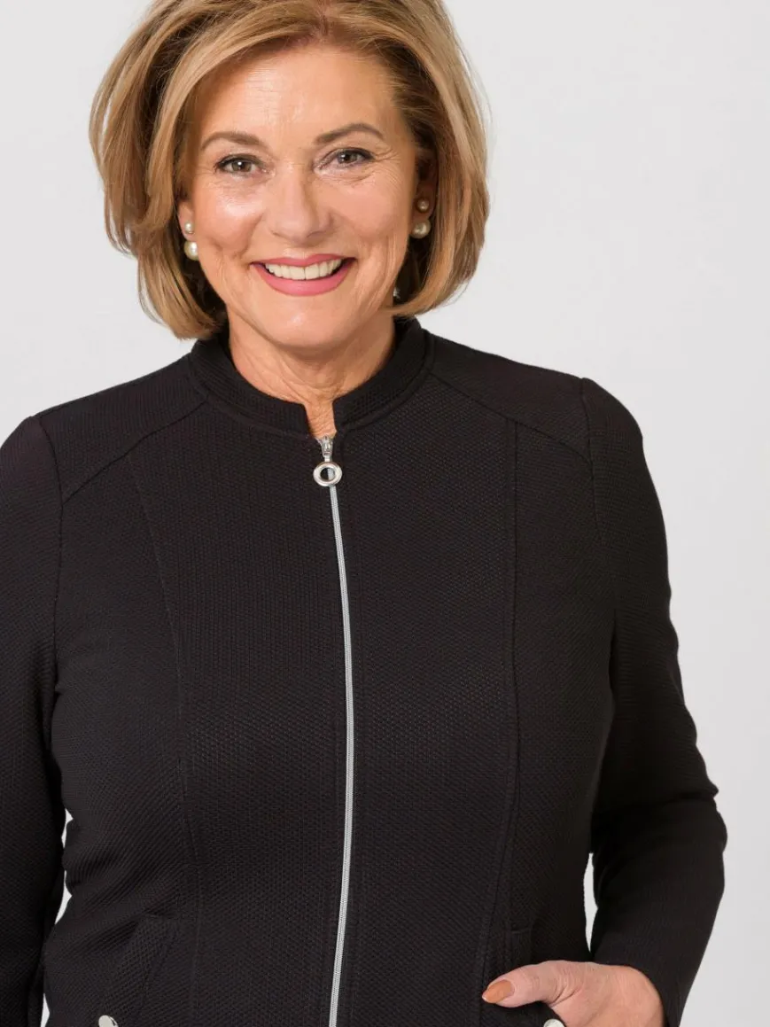 Frank Walder Sweatshirts & Sweatjacken*Damen Blazerjacke schwarz uni