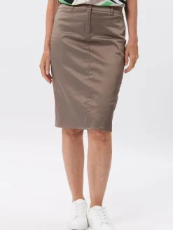 Frank Walder Röcke*Damen Bleistiftrock taupe braun uni