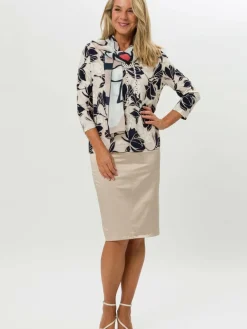 Frank Walder Röcke*Damen Bleistiftrock beige uni