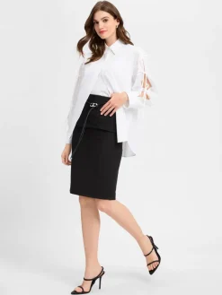 HUGO Röcke*Damen Bleistiftrock - Ropinea schwarz uni