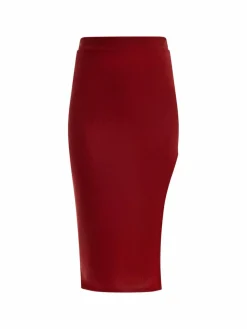 Faina Röcke*Damen Bleistiftrock in Glitzer-Optik rot uni