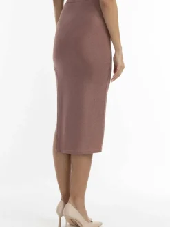 Faina Röcke*Damen Bleistiftrock in Glitzer-Optik altrosa uni