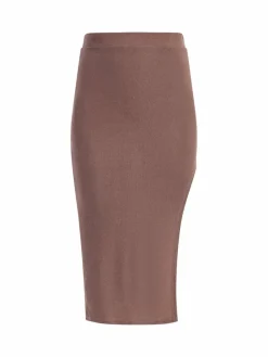 Faina Röcke*Damen Bleistiftrock in Glitzer-Optik altrosa uni