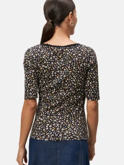 zero Shirts & Tops*Damen Blumenshirt schwarz weiß gemustert