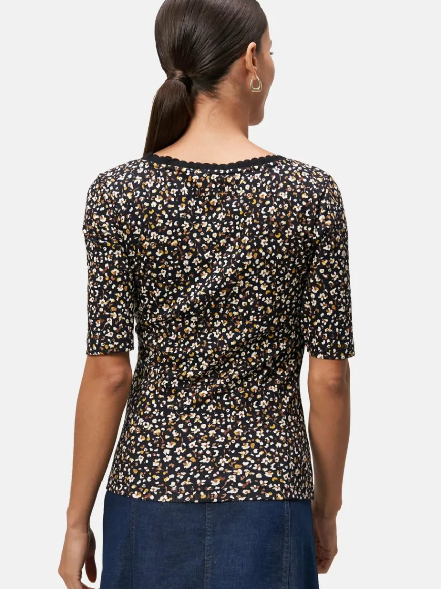 zero Shirts & Tops*Damen Blumenshirt schwarz weiß gemustert