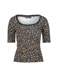 zero Shirts & Tops*Damen Blumenshirt schwarz weiß gemustert