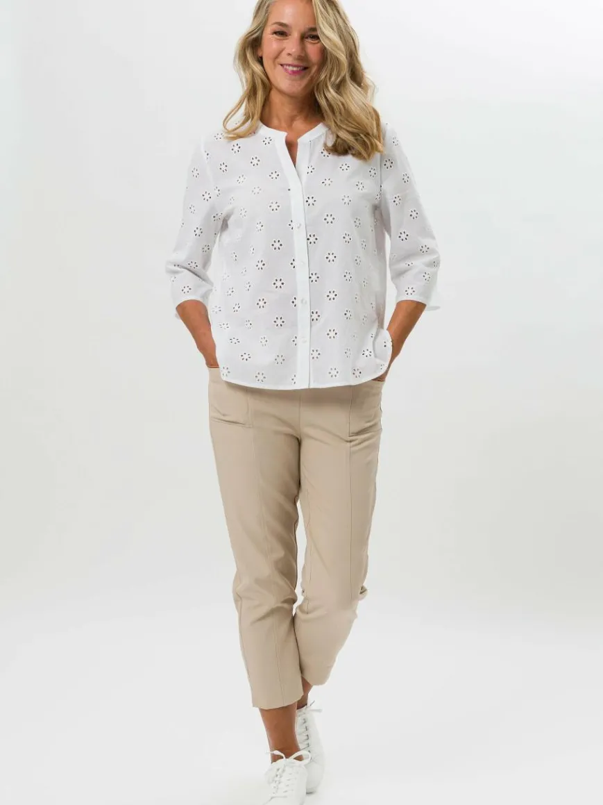 Frank Walder Blusen*Damen Bluse weiß uni