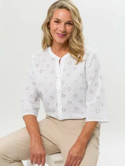 Frank Walder Blusen*Damen Bluse weiß uni