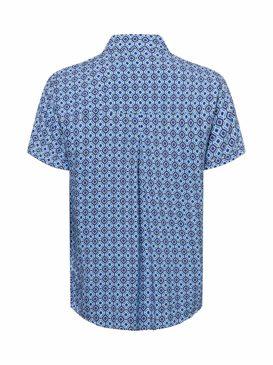 Franco Callegari Blusen*Damen Bluse blau weiß gemustert