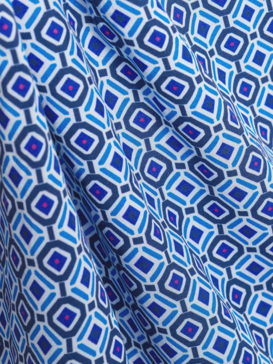 Franco Callegari Blusen*Damen Bluse blau weiß gemustert