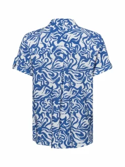 Franco Callegari Blusen*Damen Bluse blau weiß gemustert