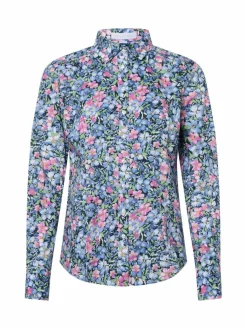 brookshire Blusen*Damen Bluse blau rosa gemustert