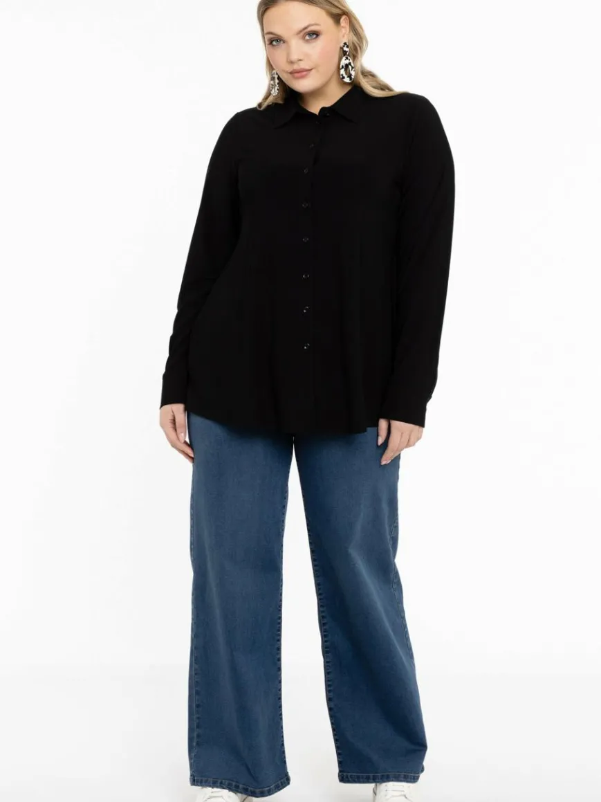 YOEK Blusen*Damen Bluse schwarz uni