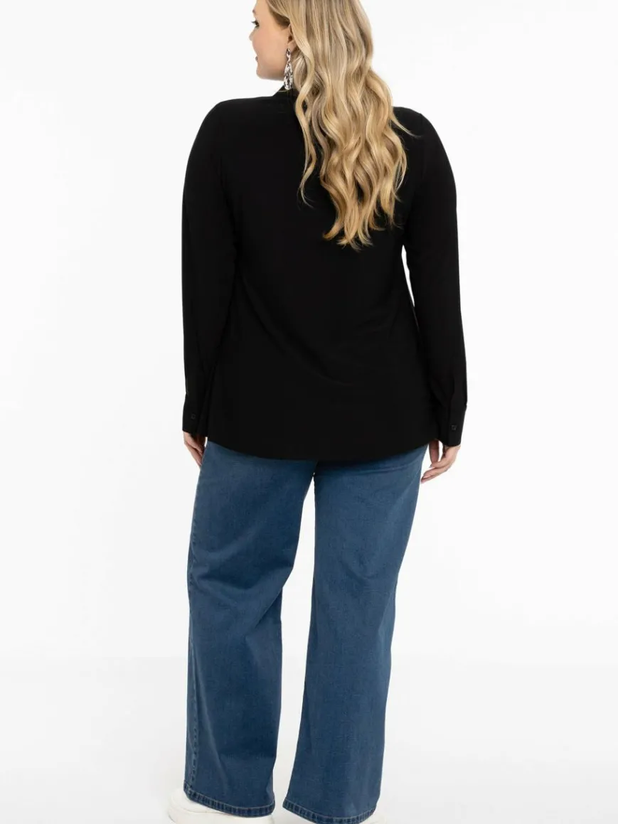 YOEK Blusen*Damen Bluse schwarz uni