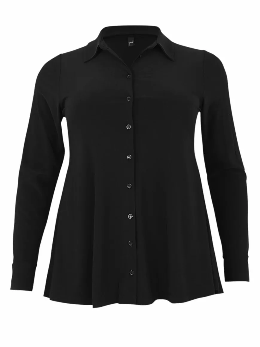 YOEK Blusen*Damen Bluse schwarz uni