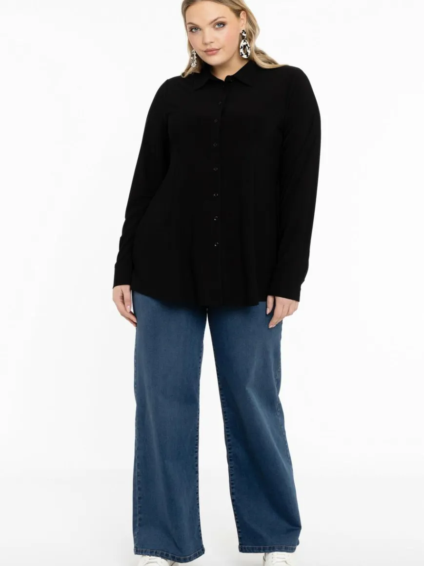 YOEK Blusen*Damen Bluse schwarz uni