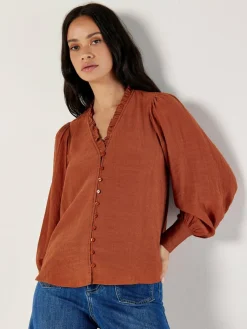 Apricot Blusen*Damen Bluse braun uni