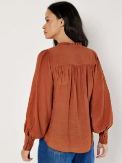 Apricot Blusen*Damen Bluse braun uni