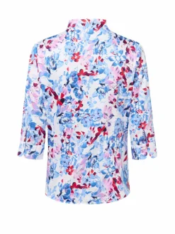 Franco Callegari Blusen*Damen Bluse blau weiß gemustert