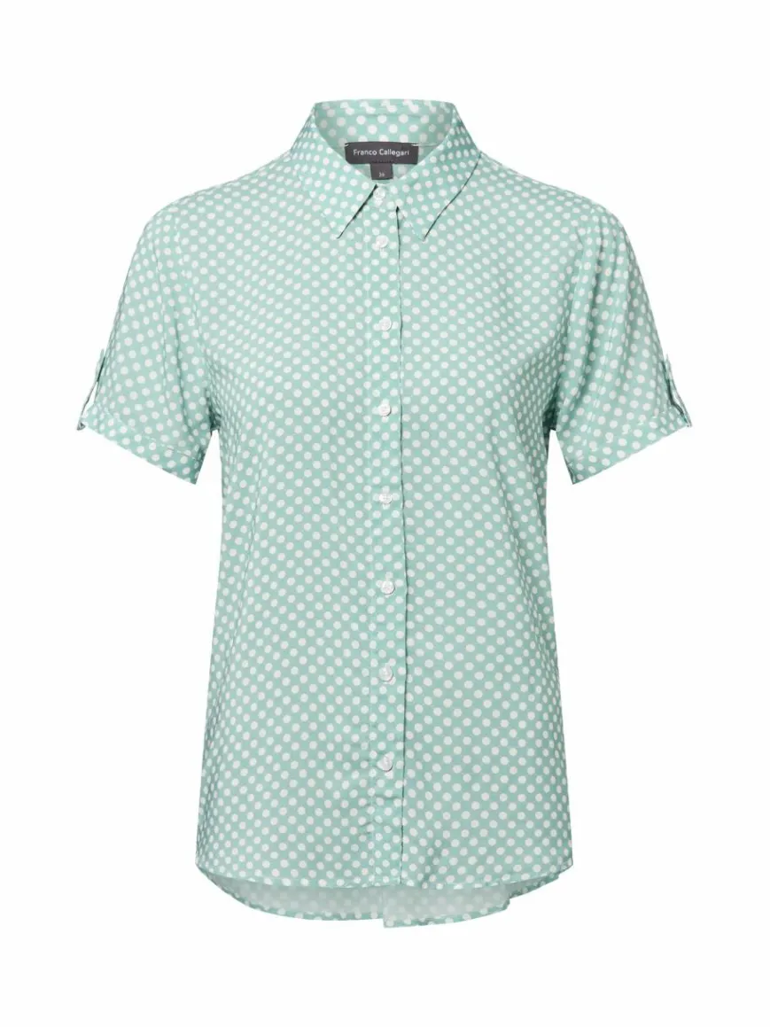 Franco Callegari Blusen*Damen Bluse aqua weiß gepunktet