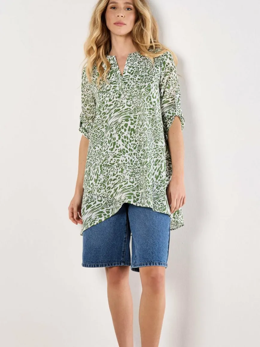 Apricot Blusen*Damen Bluse grün bedruckt