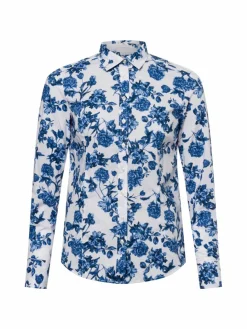 brookshire Blusen*Damen Bluse weiß blau gemustert