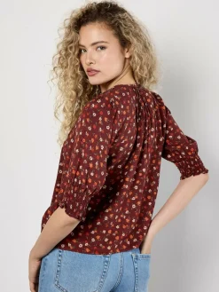 Apricot Blusen*Damen Bluse rosenholz gemustert