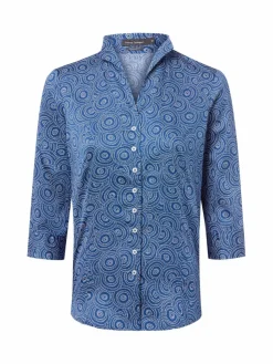 Franco Callegari Blusen*Damen Bluse indigo weiß gemustert