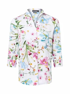 Franco Callegari Blusen*Damen Bluse weiß mehrfarbig gemustert