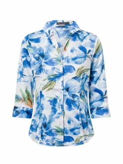 Franco Callegari Blusen*Damen Bluse blau weiß gemustert