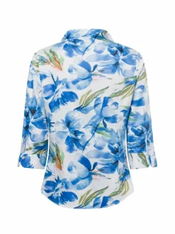 Franco Callegari Blusen*Damen Bluse blau weiß gemustert