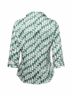 Franco Callegari Blusen*Damen Bluse grün weiß gemustert