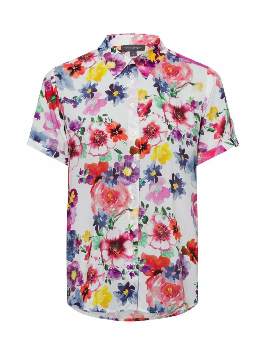 Franco Callegari Blusen*Damen Bluse blau mehrfarbig gemustert