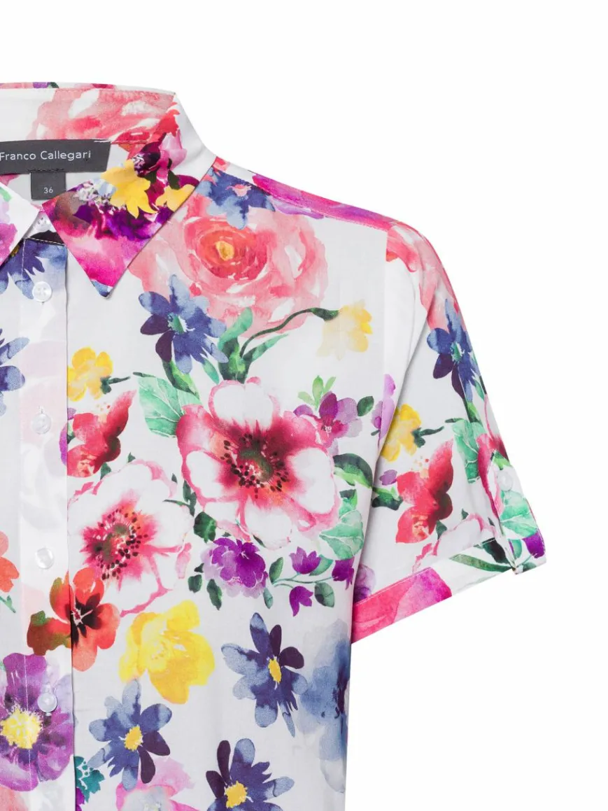 Franco Callegari Blusen*Damen Bluse blau mehrfarbig gemustert