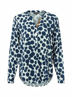 Franco Callegari Blusen*Damen Bluse ecru marine gepunktet