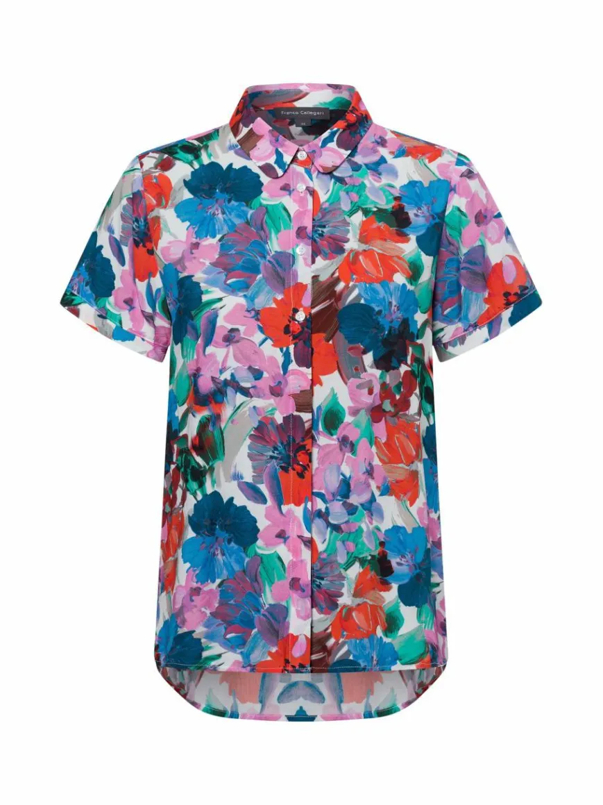 Franco Callegari Blusen*Damen Bluse - Samanta blau pink gemustert