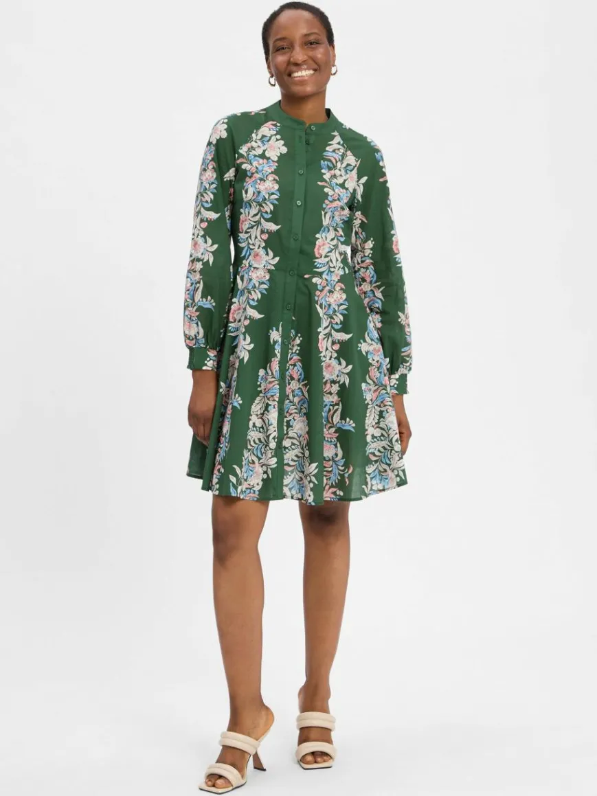 Ambiance Kleider*Damen Blusenkleid grün mehrfarbig gemustert