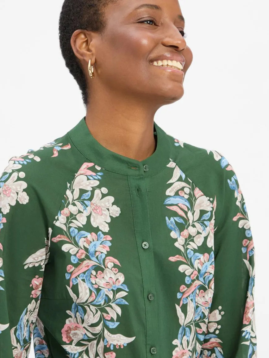 Ambiance Kleider*Damen Blusenkleid grün mehrfarbig gemustert