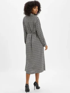 comma Kleider*Damen Blusenkleid schwarz ecru gemustert