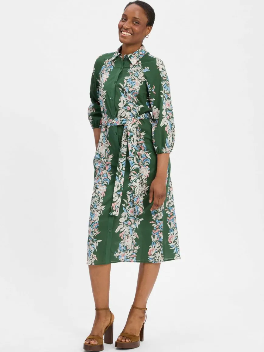 Ambiance Kleider*Damen Blusenkleid grün mehrfarbig gemustert