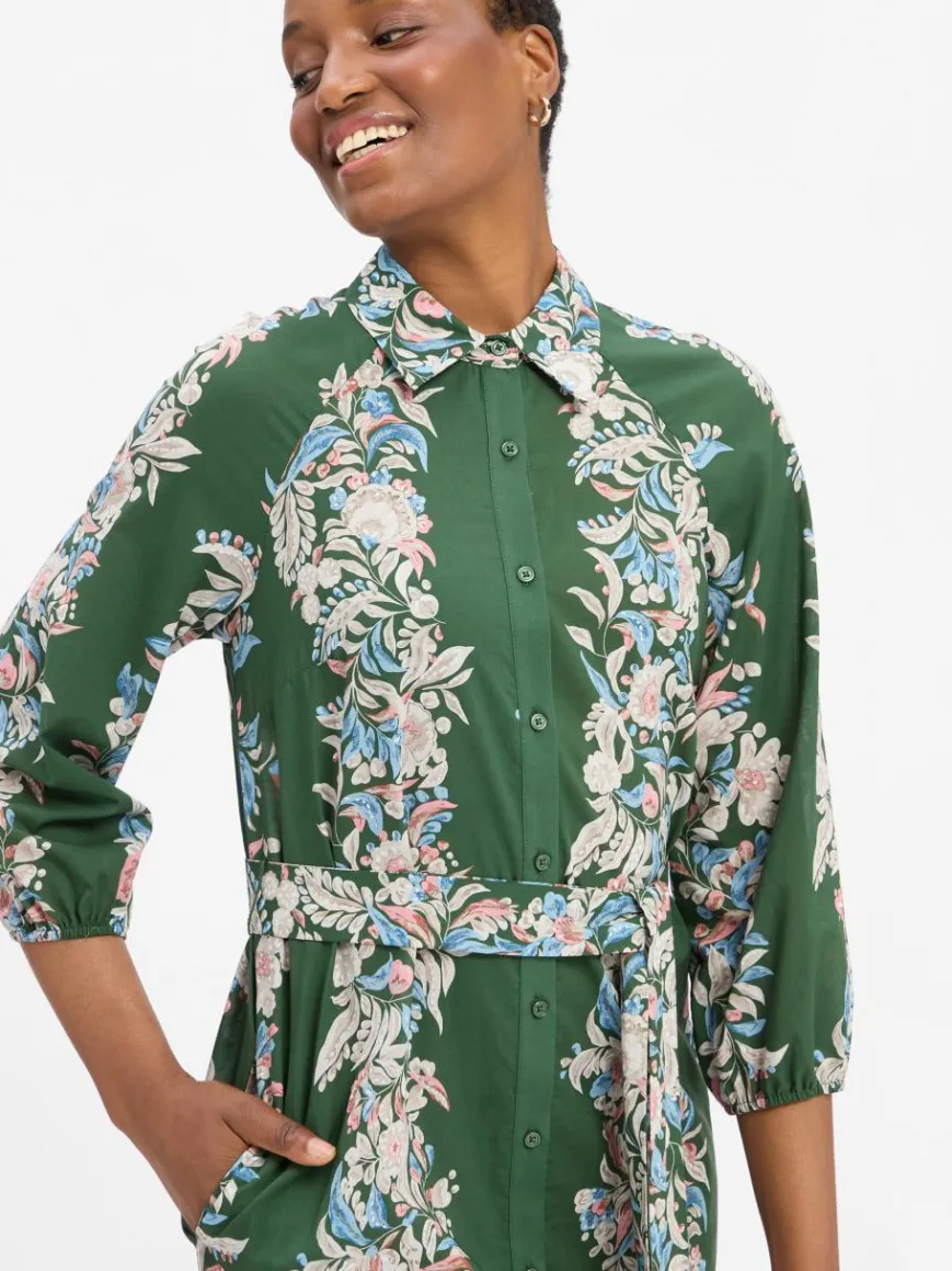 Ambiance Kleider*Damen Blusenkleid grün mehrfarbig gemustert