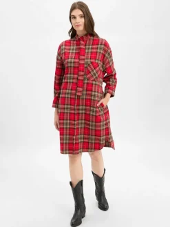 Joop Jeans Kleider*Damen Blusenkleid - Danny rot beige gemustert