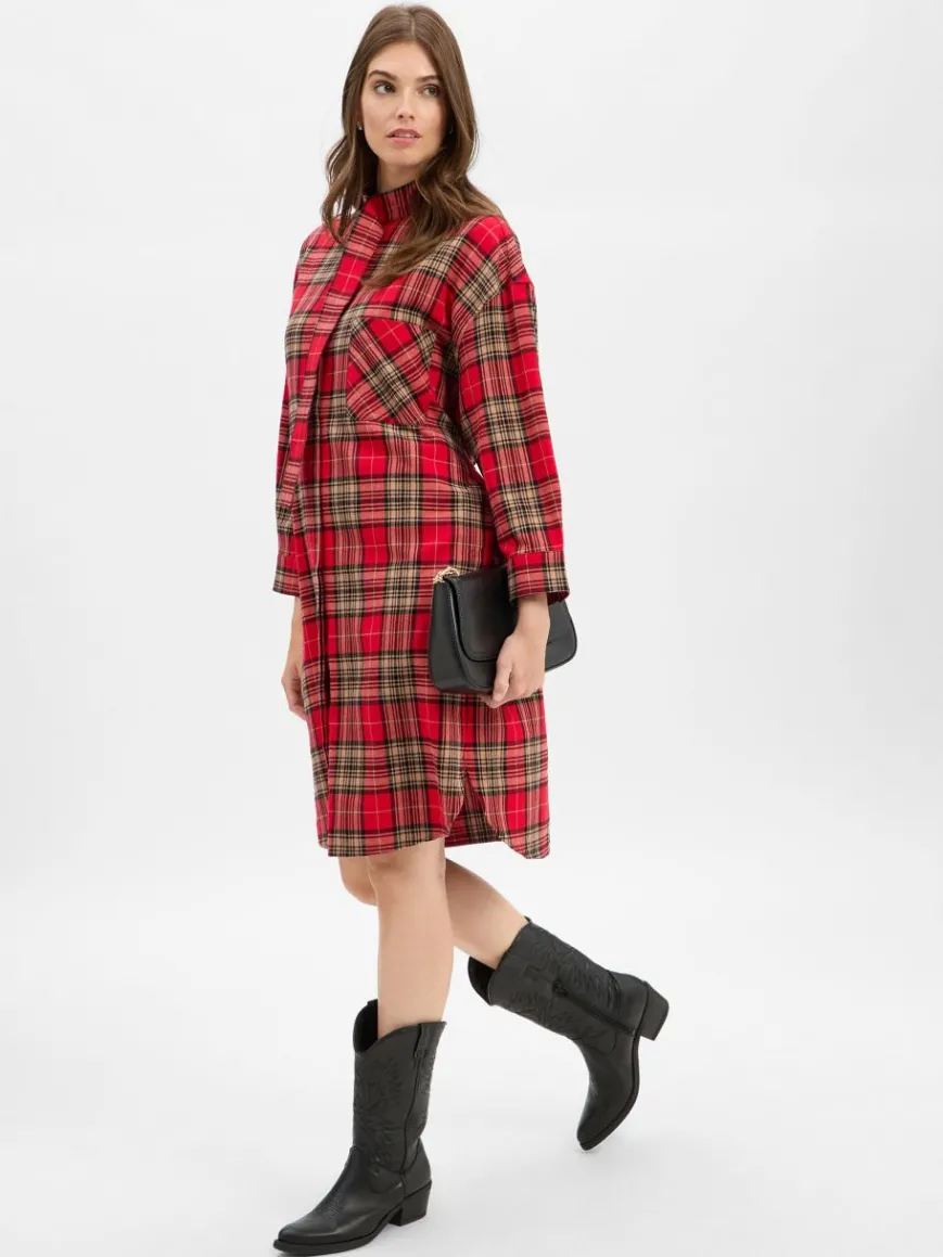 Joop Jeans Kleider*Damen Blusenkleid - Danny rot beige gemustert