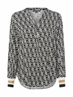 Franco Callegari Blusen*Damen Blusenshirt schwarz weiß gemustert